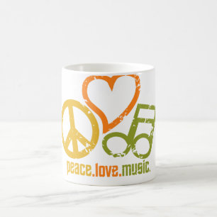 Caneca De Café Mug de Música Peace Love - escolha estilo e cor