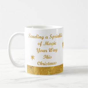 Caneca De Café Mug de Natal Dourado e Branco moderno