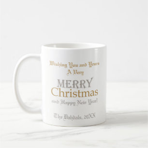 Caneca De Café Mug de Natal Dourado e Prateado