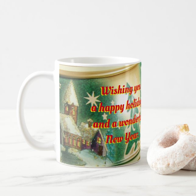 Caneca De Café Mug de Natal personalizado da sua família (Com Donut)