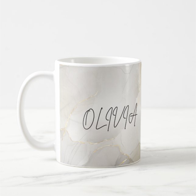Caneca De Café Mug de nome de mármore personalizado (Esquerda)