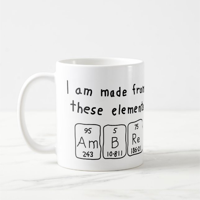 Caneca De Café Mug de nome de mesa periódica âmbar (Esquerda)