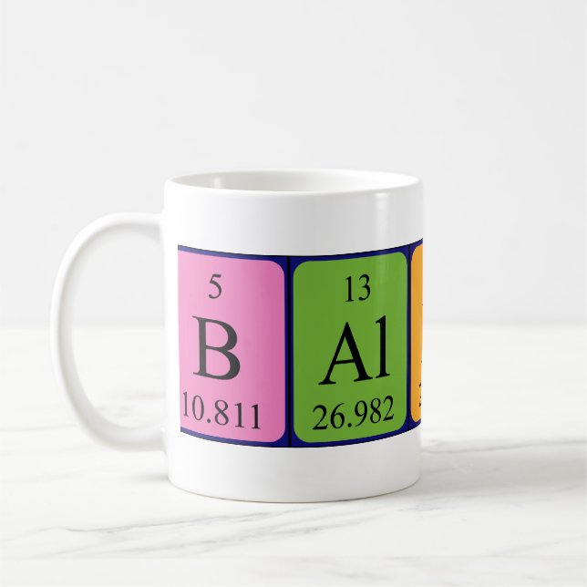 Caneca De Café Mug de nome de mesa periódica Baldwin (Esquerda)