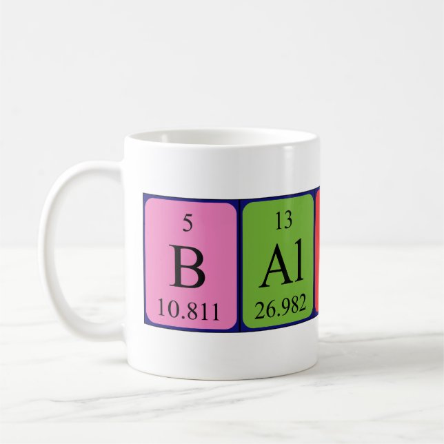 Caneca De Café Mug de nome de mesa periódica Baltasar (Esquerda)