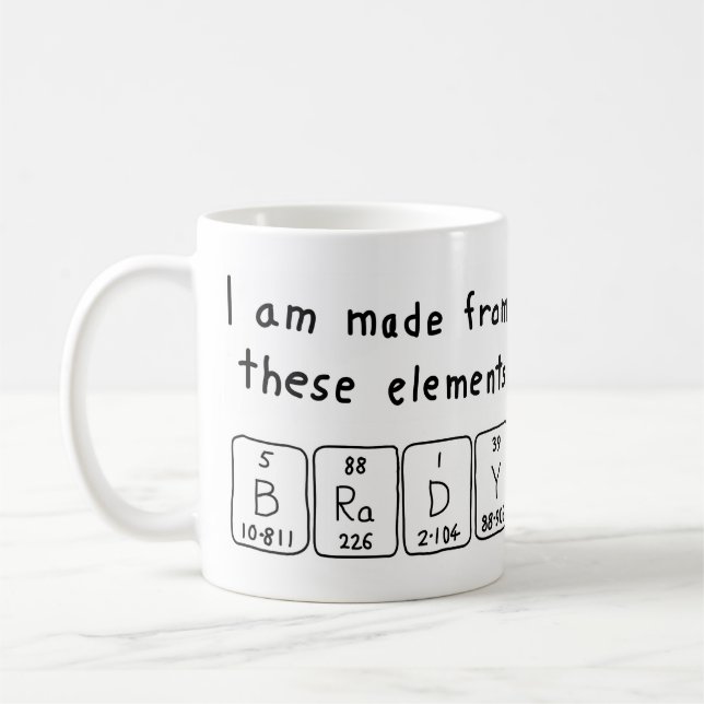 Caneca De Café Mug de nome de mesa periódica Brady (Esquerda)