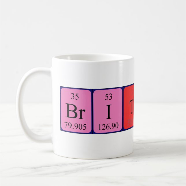 Caneca De Café Mug de nome de mesa periódica Brittny (Esquerda)