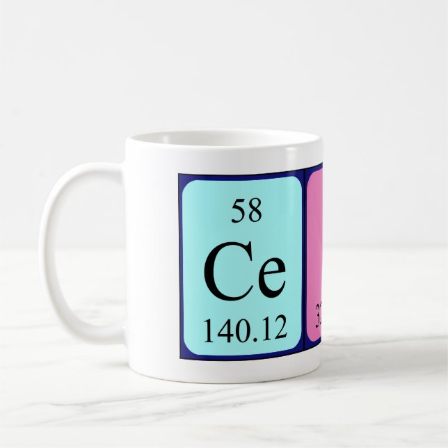 Caneca De Café Mug de nome de mesa periódica Cesar (Esquerda)