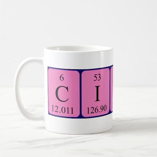 Caneca De Café Mug de nome de mesa periódica Cindi (Esquerda)