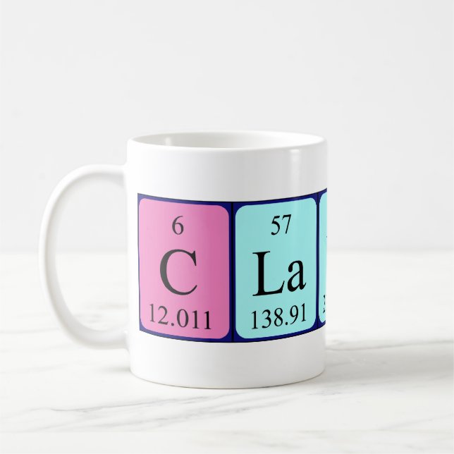 Caneca De Café Mug de nome de mesa periódica Claudi (Esquerda)