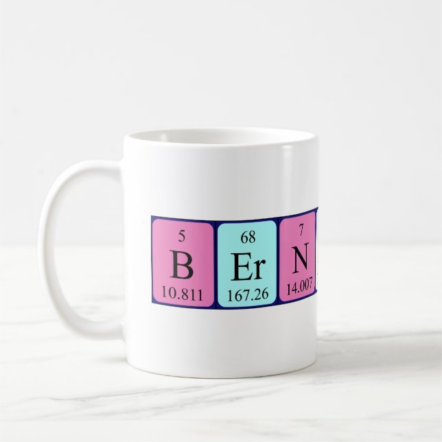 Caneca De Café Mug de nome de mesa periódica da Bernardine (Esquerda)