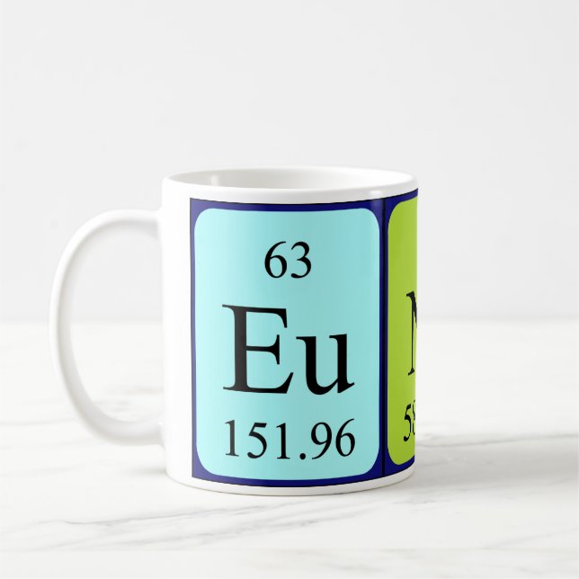Caneca De Café Mug de nome de mesa periódica da Eunice (Esquerda)