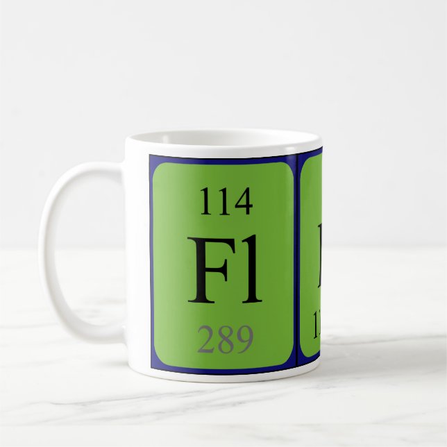 Caneca De Café Mug de nome de mesa periódica da Flint (Esquerda)