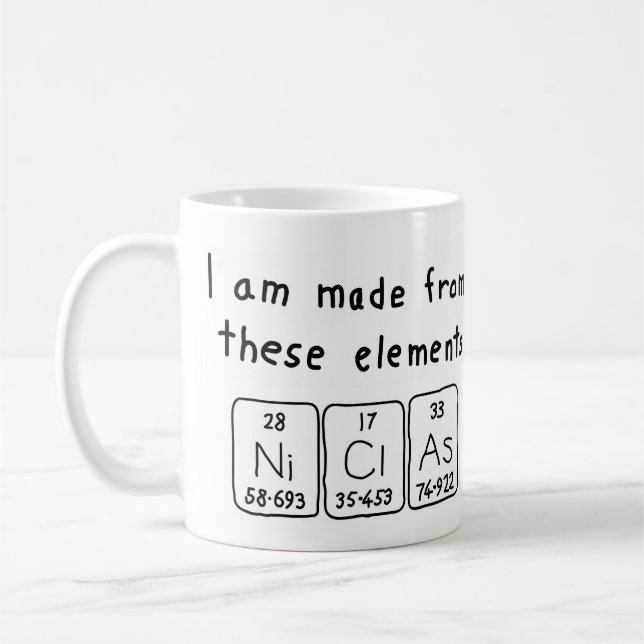 Caneca De Café Mug de nome de mesa periódica de Niclas (Esquerda)