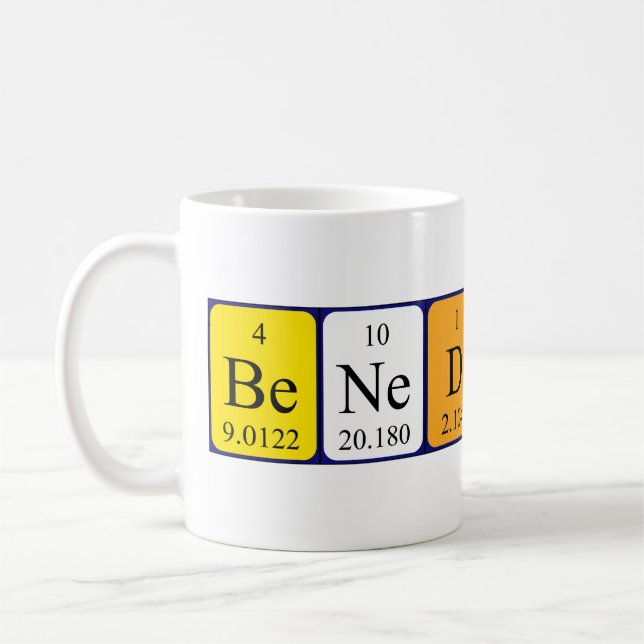 Caneca De Café Mug de nome de mesa periódica do Benedikte (Esquerda)