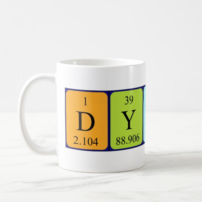 Caneca De Café Mug de nome de mesa periódica Dylano (Esquerda)
