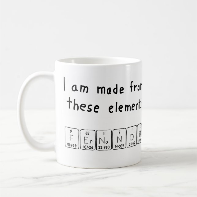 Caneca De Café Mug de nome de mesa periódica Fernando (Esquerda)
