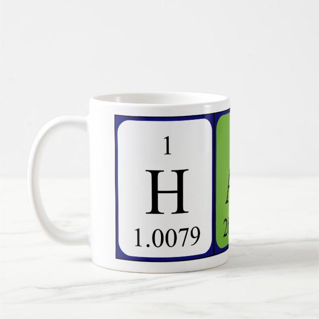 Caneca De Café Mug de nome de mesa periódica Hali (Esquerda)