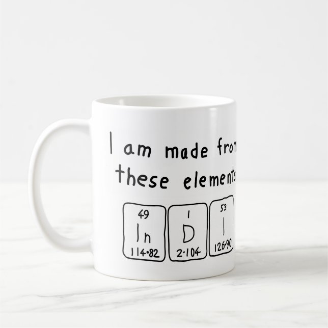 Caneca De Café Mug de nome de mesa periódica Indi (Esquerda)
