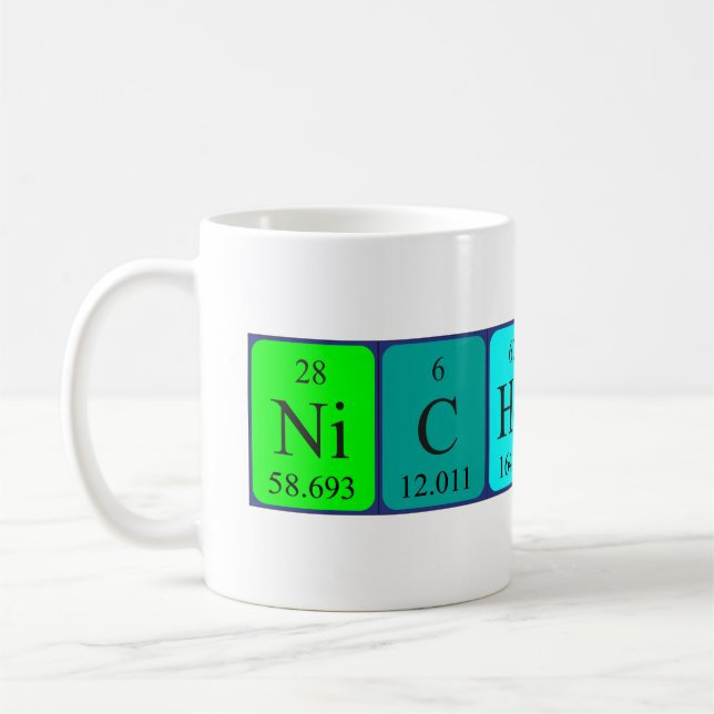 Caneca De Café Mug de nome de mesa periódica Nicholaus (Esquerda)