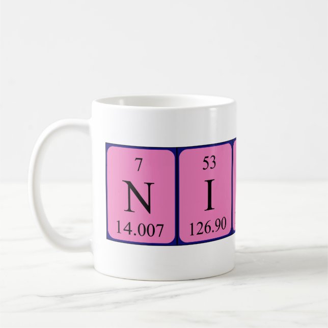 Caneca De Café Mug de nome de mesa periódica Ninon (Esquerda)