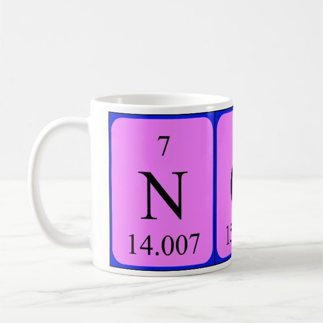 Caneca De Café Mug de nome de mesa periódica Nora (Esquerda)