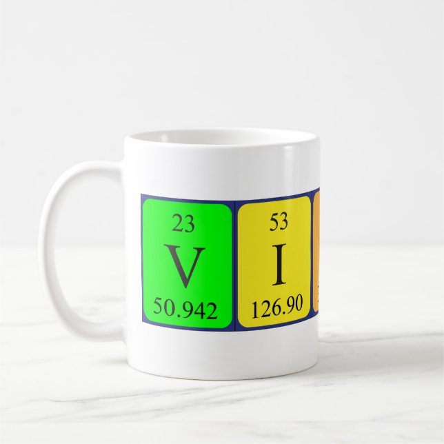 Caneca De Café Mug de nome de mesa periódica vitali (Esquerda)