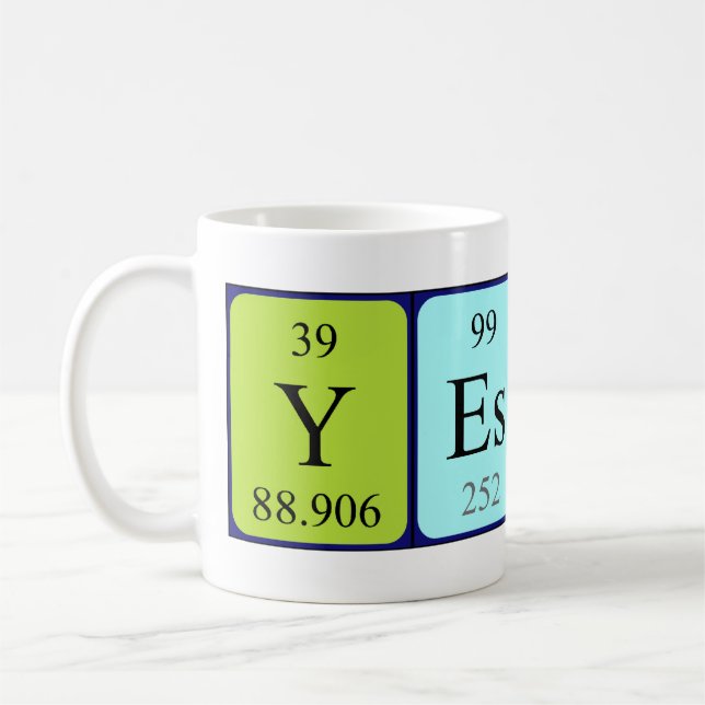 Caneca De Café Mug de nome de mesa periódica Yessica (Esquerda)