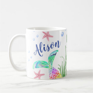 Caneca De Café Mug de Nome Personalizado da Sereia