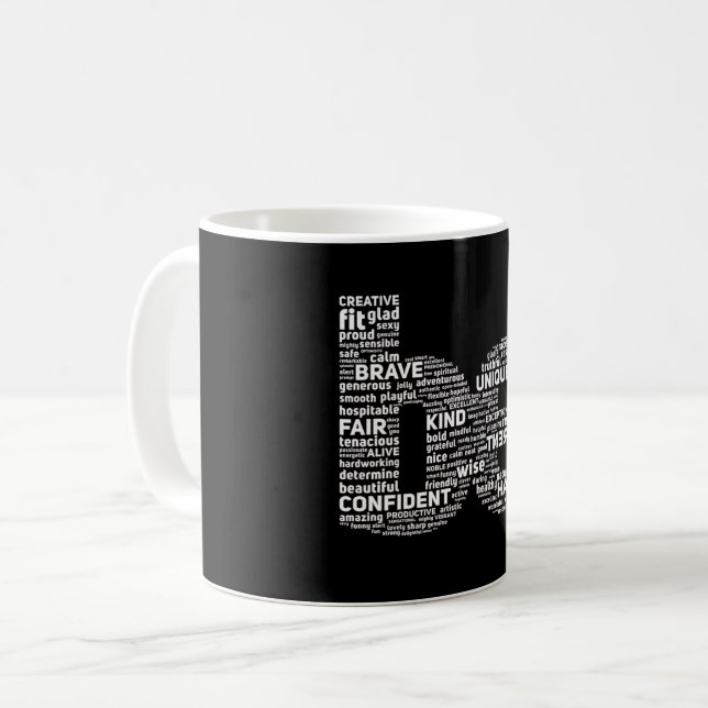 Caneca De Café Mug de Nuvem de Palavras Motivada (Frente Esquerda)