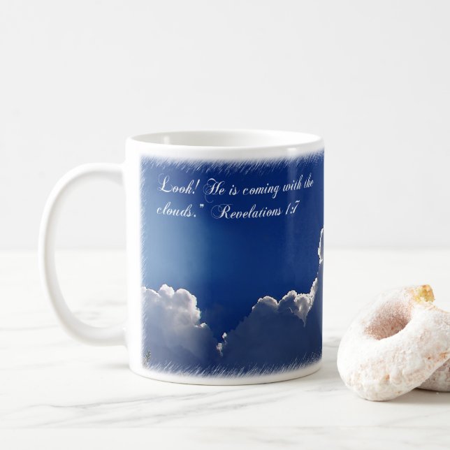 Caneca De Café Mug de Nuvens de Escritura Inspiracional (Com Donut)