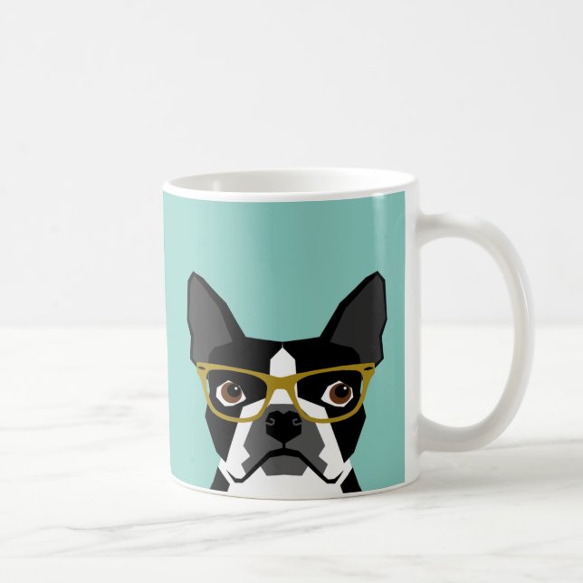 Caneca De Café Mug de óculos Terrier de Boston (Direita)