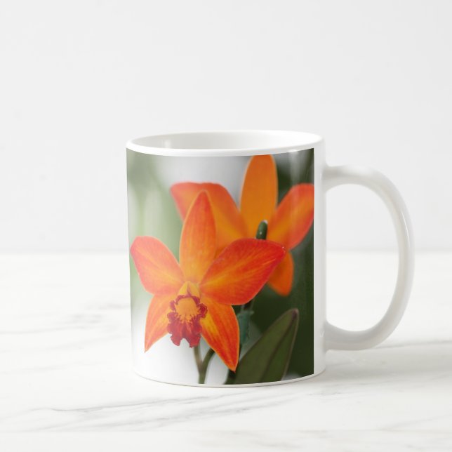Caneca De Café Mug de Orquídea Laranja Tropical (Direita)