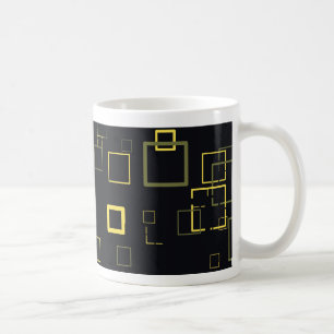 Caneca De Café Mug de padrão de arte em quadrados Pop preto-amare