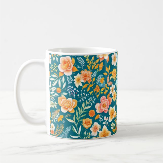 Caneca De Café Mug de padrão de flores (Esquerda)