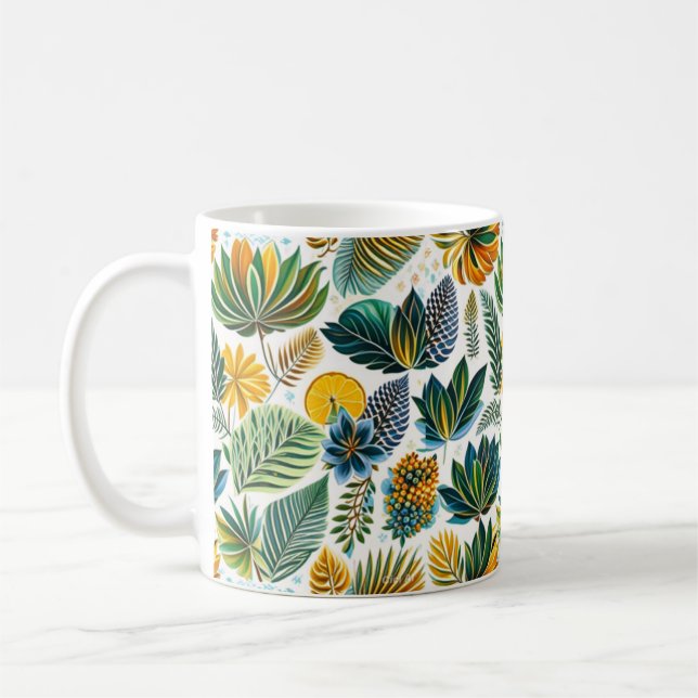 Caneca De Café Mug de padrão de flores (Esquerda)