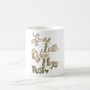 Caneca De Café Mug de Palavras Inspiracionais Douradas