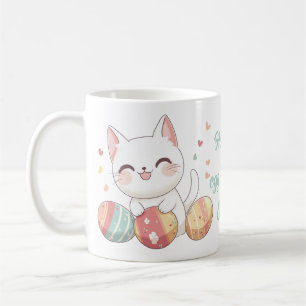 Caneca De Café Mug de Páscoa de Gato Kawaii com Ovos - Presente d