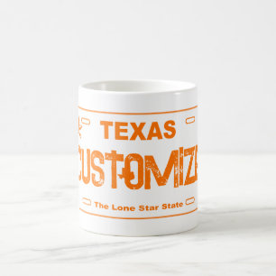 Caneca De Café Mug de placa de licença do Texas laranja personali