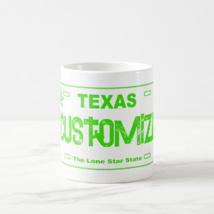 Caneca De Café Mug de placa de licença verde do Texas personalizá