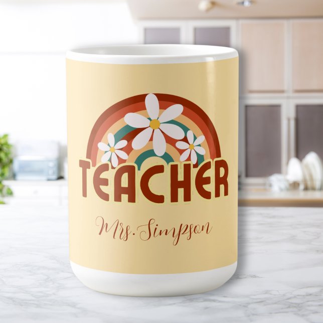 Caneca De Café Mug de professor retrô personalizado com nome (Criador carregado)