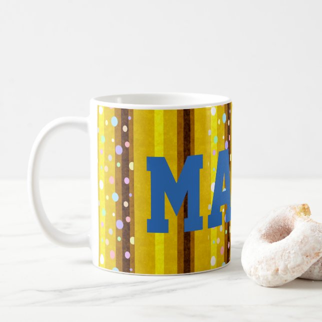 Caneca De Café Mug de Stripe Amarelo (Com Donut)