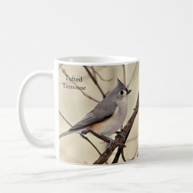 Caneca De Café Mug de Titmouse tufado por BirdingCollectibles (Esquerda)