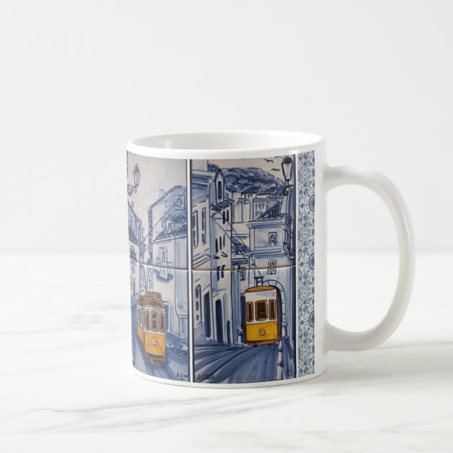 Caneca De Café mug déco Lisbonne Azulejos tramway (Direita)
