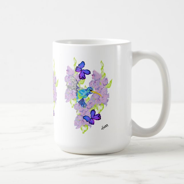 Caneca De Café Mug: Dia com um Pássaro Humming (Direita)