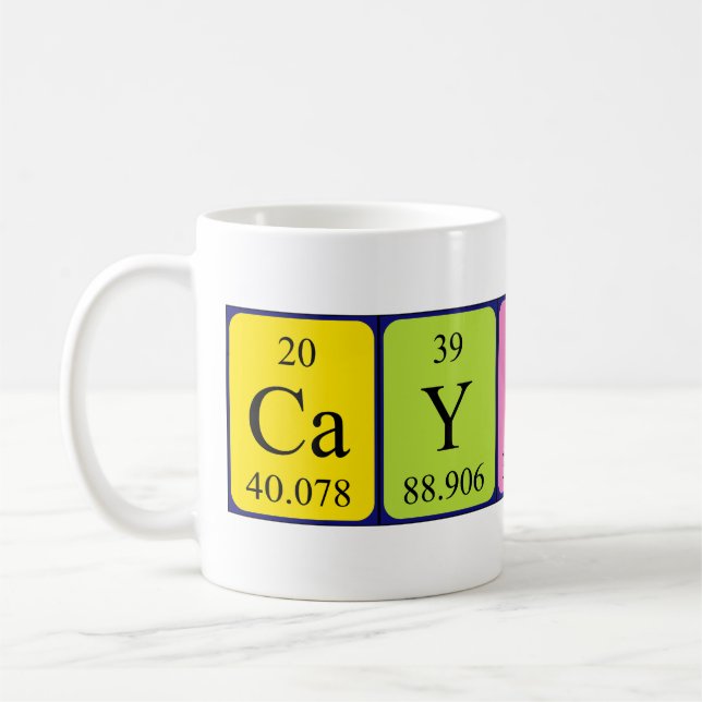 Caneca De Café Mug do nome da mesa periódica Cayson (Esquerda)