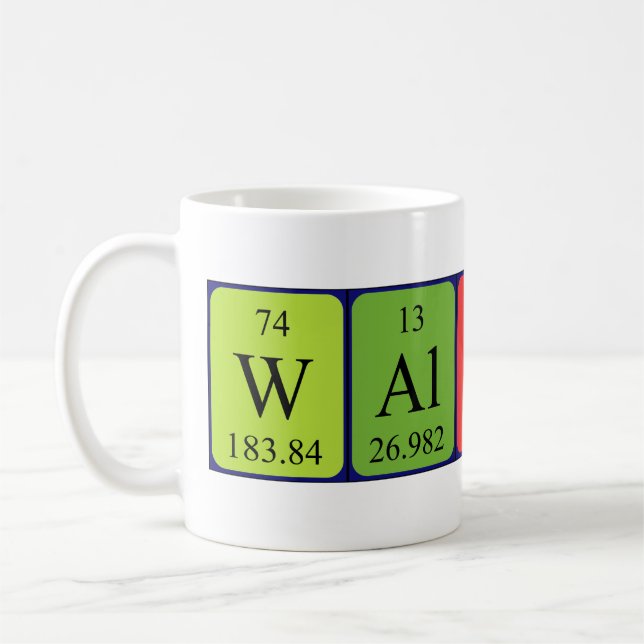 Caneca De Café Mug do nome da mesa periódica da Walther (Esquerda)