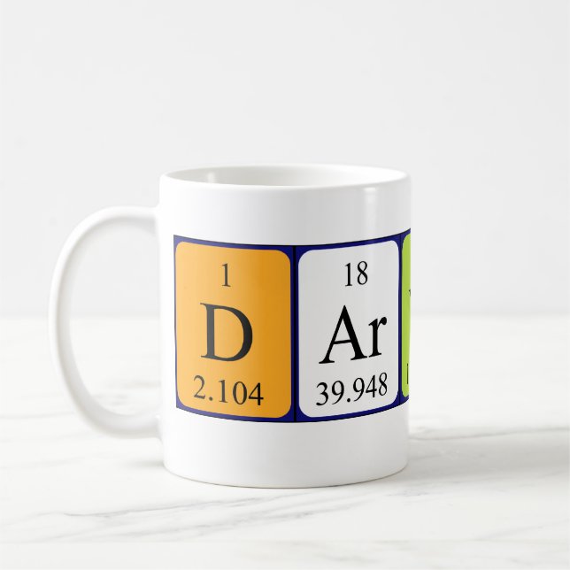 Caneca De Café Mug do nome da mesa periódica Darwin (Esquerda)