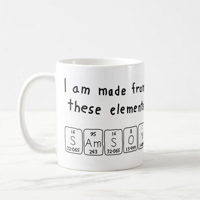 Caneca De Café Mug do nome da mesa periódica do Samson (Esquerda)