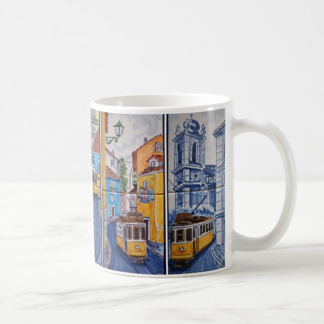 Caneca De Café mug eléctrico ruas de Lisboa azulejos (Direita)