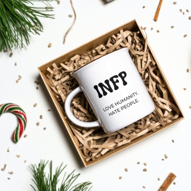 Caneca De Café Mug Engraçado de InFP MBTI com Texto Preto (Criador carregado)